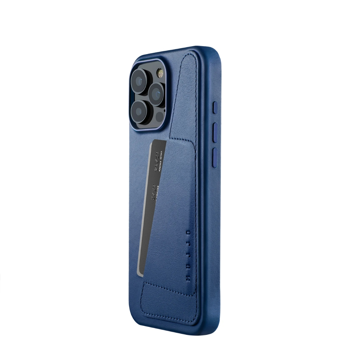 Mujjo - Full Leather Wallet iPhone 16 Pro Max Hoesje - monaco blue