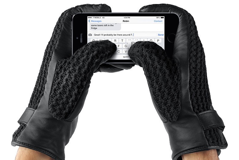 Mujjo Leather Crochet Touchscreen Gloves Size 8,5 (M/L)