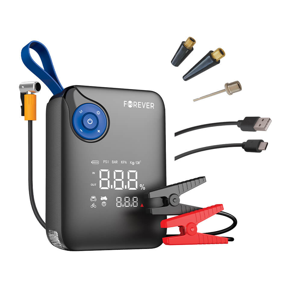 Forever 4 in 1 Acculader / Jump Starter met Luchtcompressor 7200mAh Zwart/Blauw - GSM187102