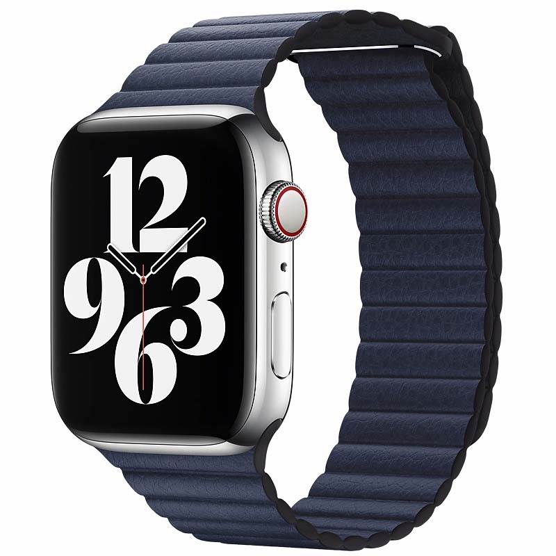 Apple Watch Leather Loop - 44mm - Diver Blue - Medium - voor Apple Watch SE/5/6