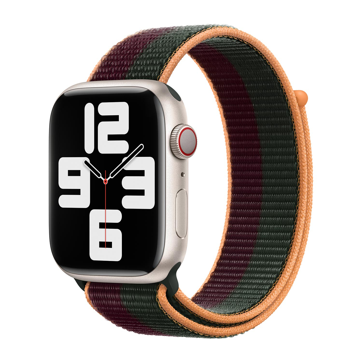 Apple Watch Geweven Sportbandje - 41mm - Dark Cherry/Forest Green - voor Apple Watch SE/5/6/7