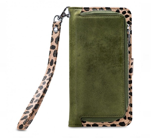 Mobilize 2in1 Gelly Wallet Zipper Case iPhone XR olijf/leopard - MOB-TIOGWZOL-IPHXRNP