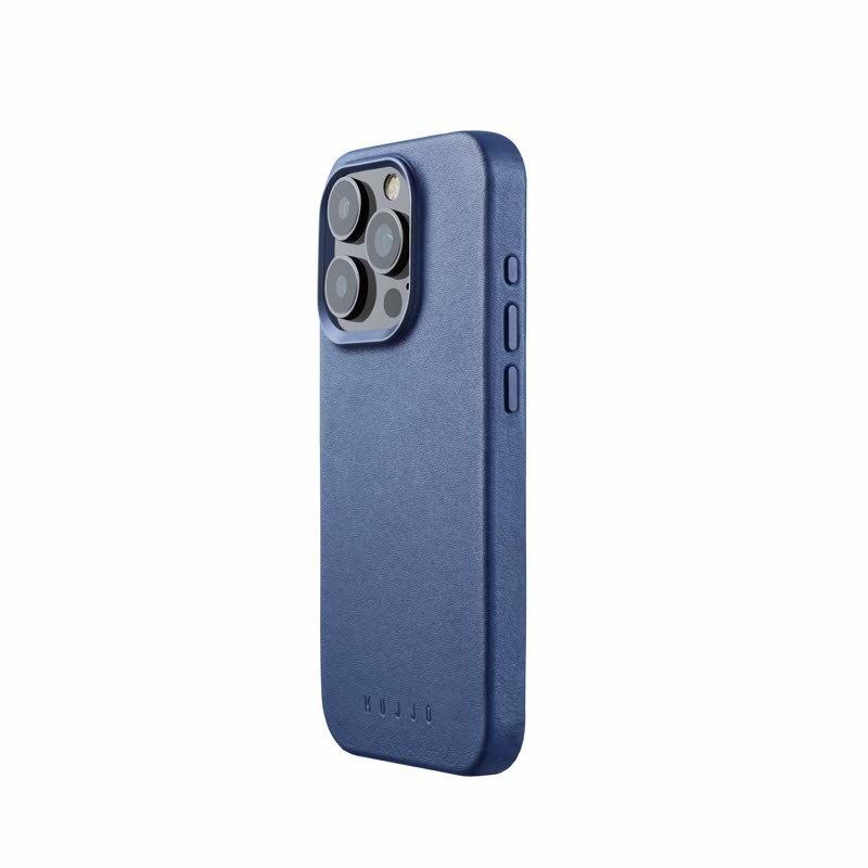 Mujjo - Full Leather Mag Case iPhone 15 Pro - blauw