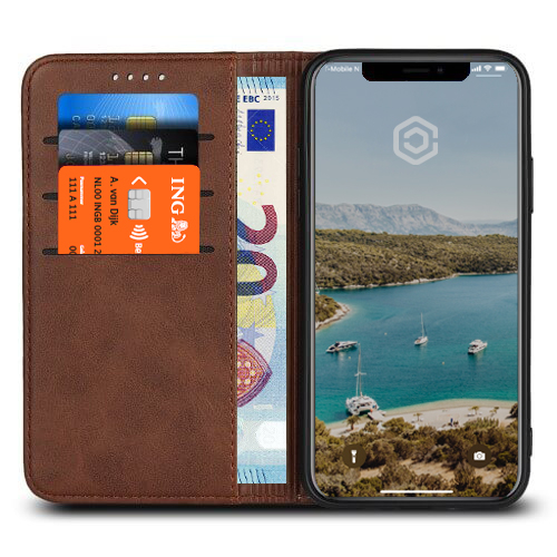 Casecentive Leren Wallet case iPhone XS bruin - 8944688062214