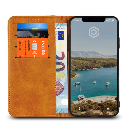 Casecentive Leren Wallet case iPhone XS tan - 8944688062641