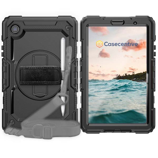 Casecentive Handstrap Pro Hardcase met handvat Galaxy Tab A8 2022 zwart - 8720153794756