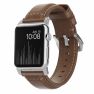 Nomad traditional leather strap Apple Watch 42mm / 44mm / 45mm / 49mm bruin / zilver sticky