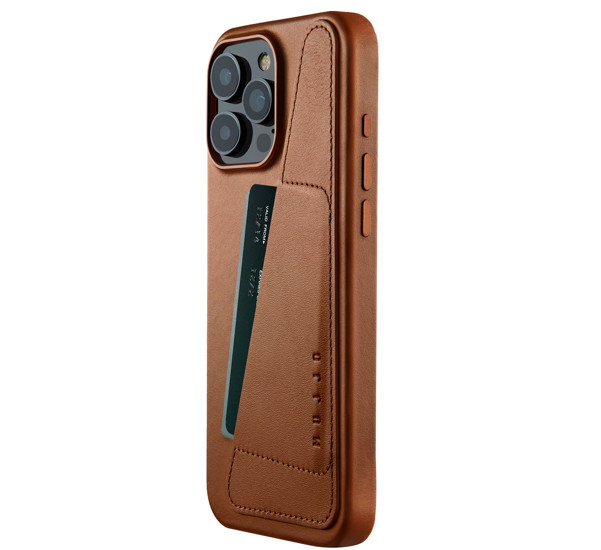 Mujjo - Full Leather Wallet iPhone 16 Pro Max Hoesje - tan brown