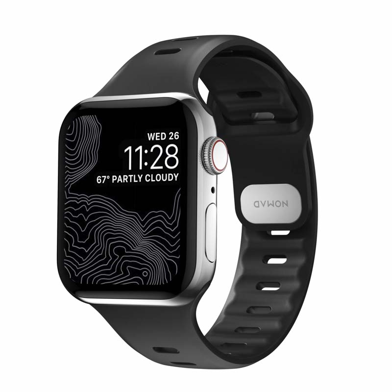 Nomad Sport Band Slim - Horlogeband gemaakt van FKM rubber- Geschikt voor Apple® Watch 49/45/44 mm - Black