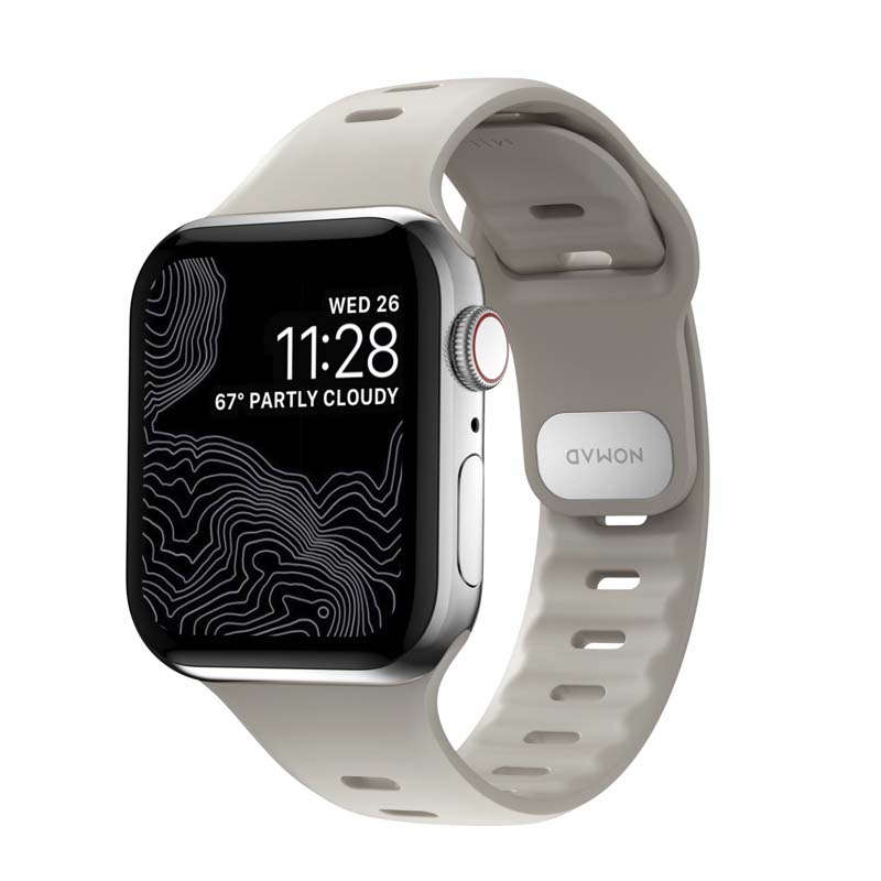 Nomad Sport Band Slim - Horlogeband gemaakt van FKM rubber- Geschikt voor Apple Watch 49/45/44/42mm - Bone
