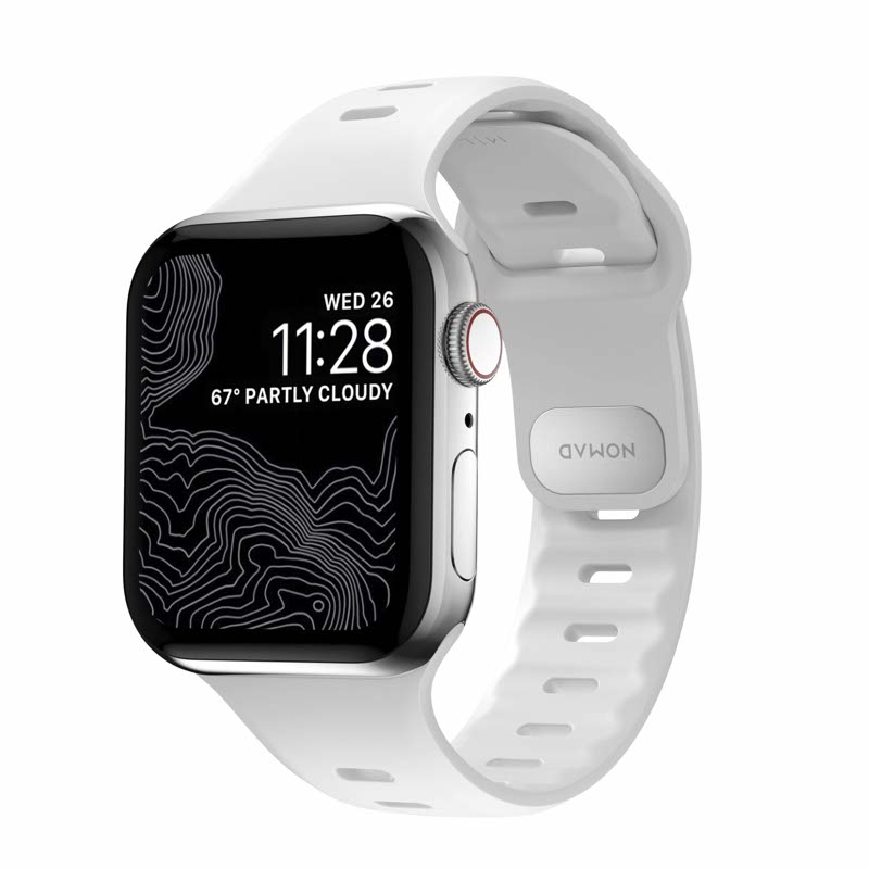 Nomad Sport Band Slim - Horlogeband gemaakt van FKM rubber- Geschikt voor Apple® Watch 49/45/44 mm - White