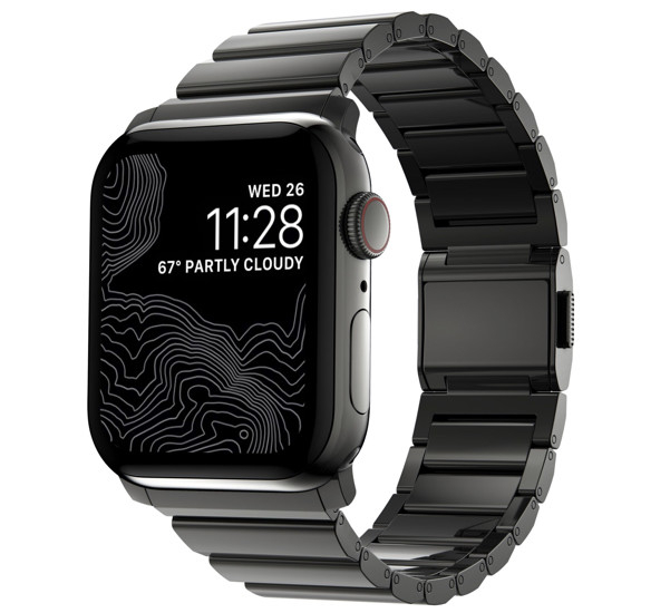 Nomad Steel Band - Horlogeband gemaakt van staal - Geschikt voor Apple® Watch 49/45/44 mm - Graphite Hardware