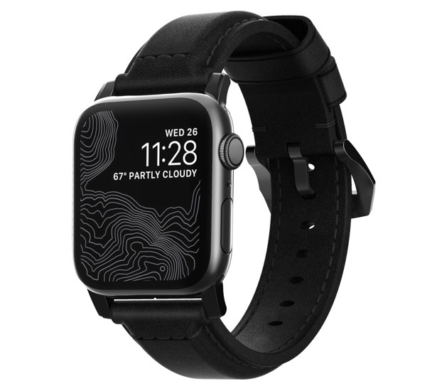 Nomad Horlogeband geschikt voor Apple® Watch - 45/44/42 mm - Traditional - Zwart / Zwart